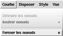 Raccourci du menu courbe