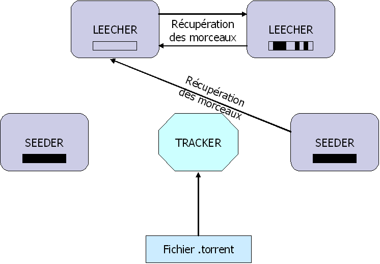 Partage des parties rcupres avec les autres leechers et rcupration d'autres parties