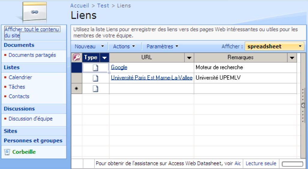 Feuilles de calculs