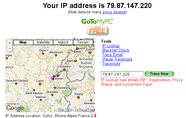 Adresse IP non dissimulée