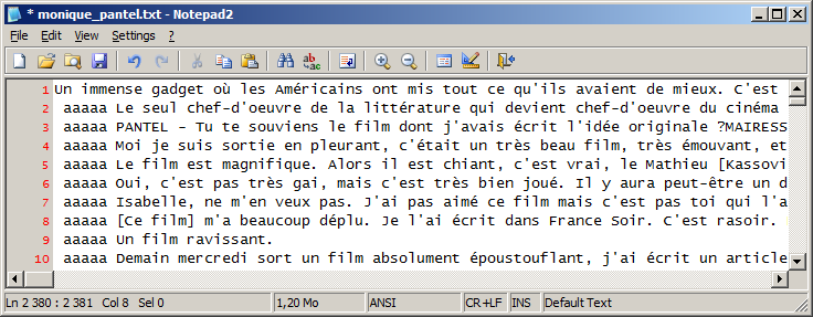 Fichier avec séparateurs