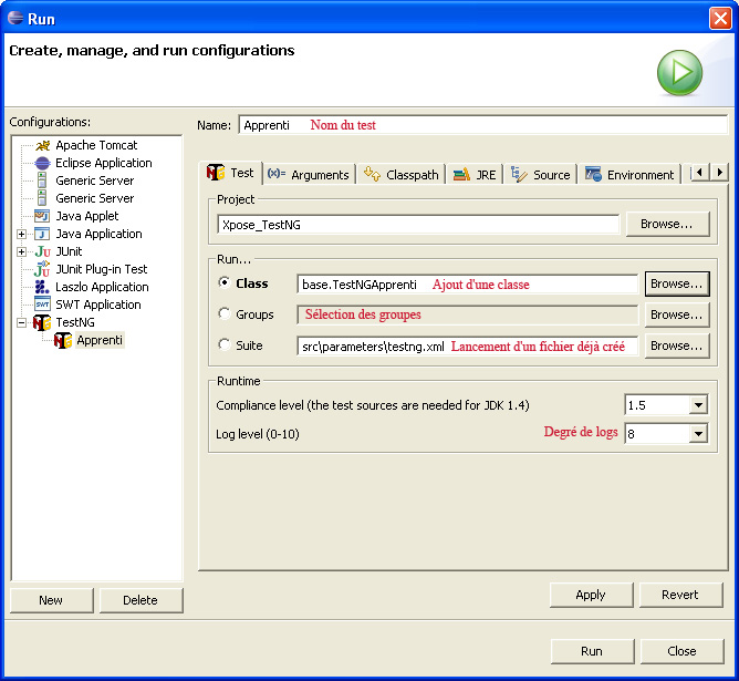 Configuration testng.xml par plugin Eclipse
