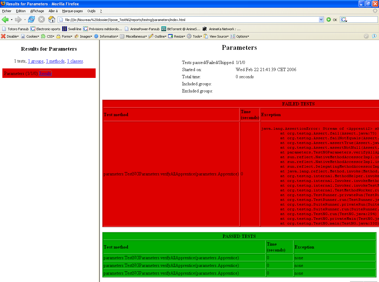 Aperçu reporting TestNG